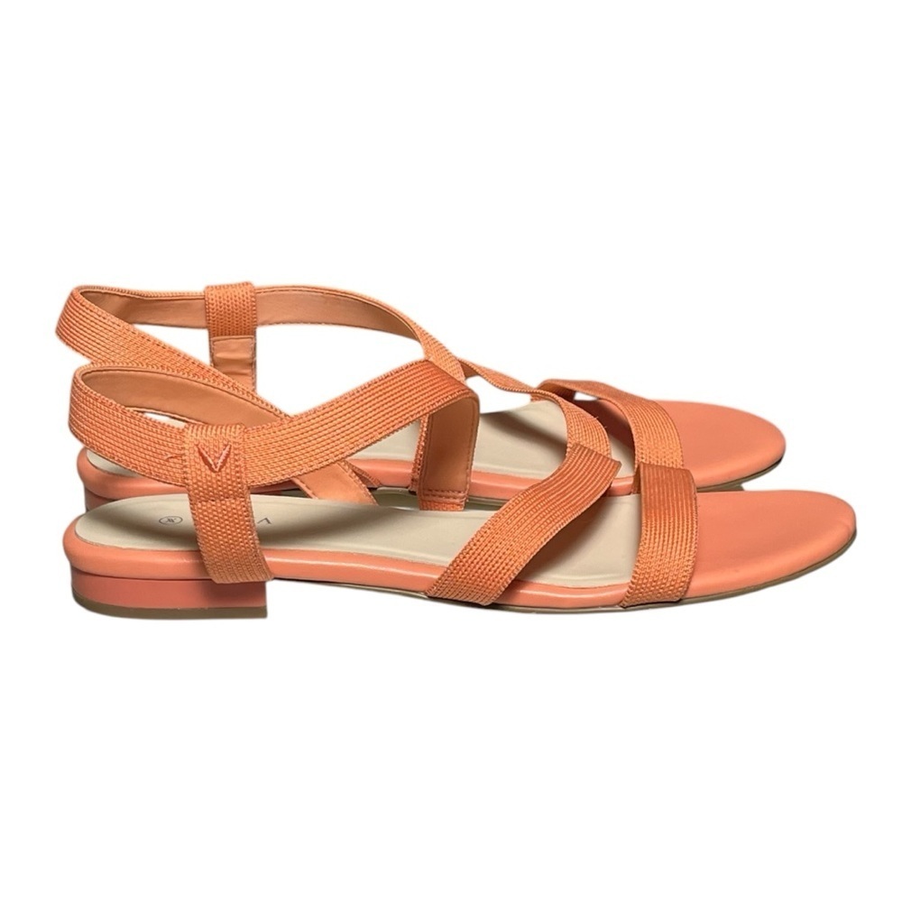 Vivaia Sandals Size 42 / 10.5 Summer Round Toe in Salmon Pink Slingback Strappy - Picture 3 of 11